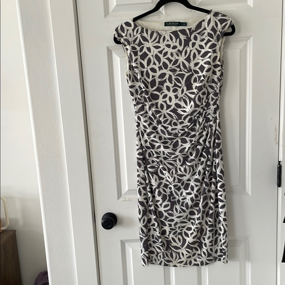 Ralph Lauren Black and White Sheath Midi Dress